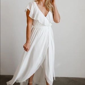 Baltic Born Katya White Ruffle Maxi Dress, small, NEVER WORN